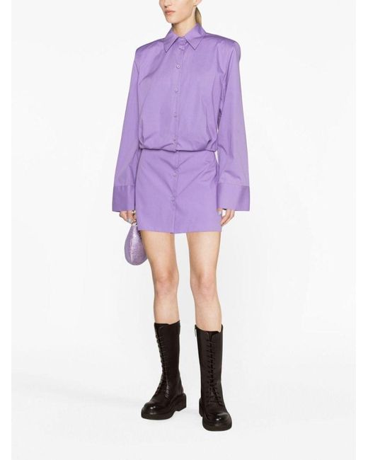 The Attico Purple Margot Cotton Shirt Dress