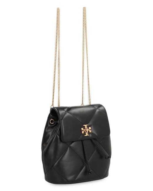 Tory Burch Black Mini Kira Diamond Quilt Leather Backpack