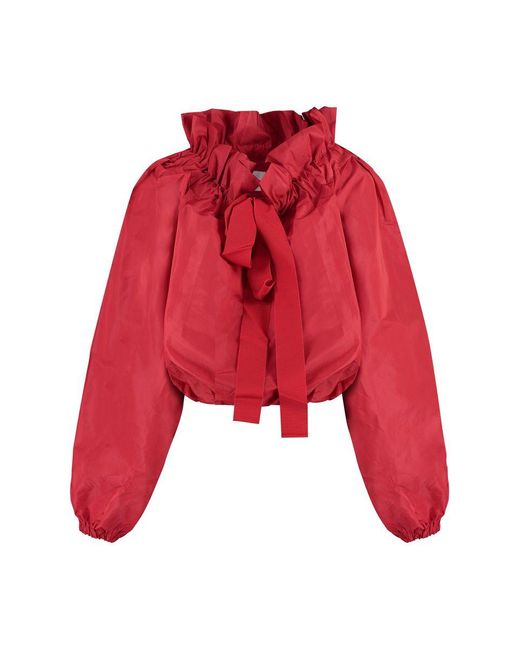 Patou Red Ruffled Cotton Blouse