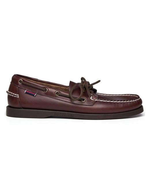 Sebago Brown Docksides Portland Waxed Boat Shoes for men