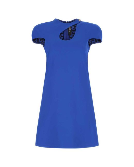Versace Blue Electric Stretch Crepe Mini Dress