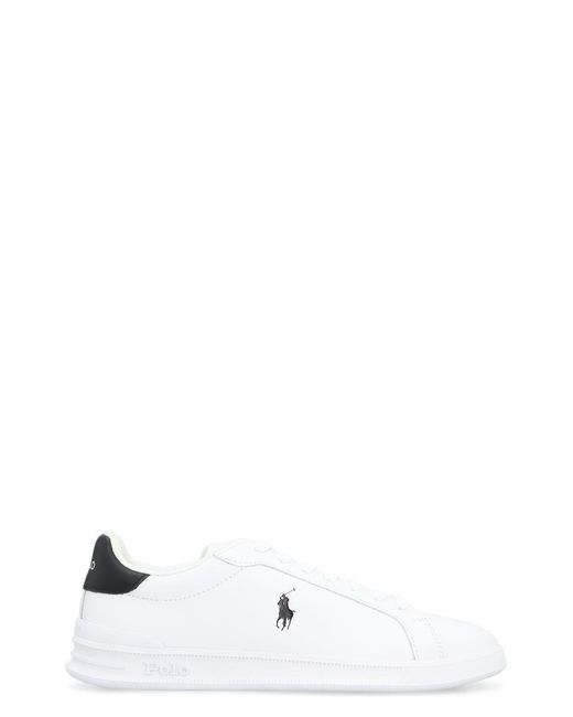 Polo Ralph Lauren White Heritage Court Ii Leather Low-Top Sneakers for men