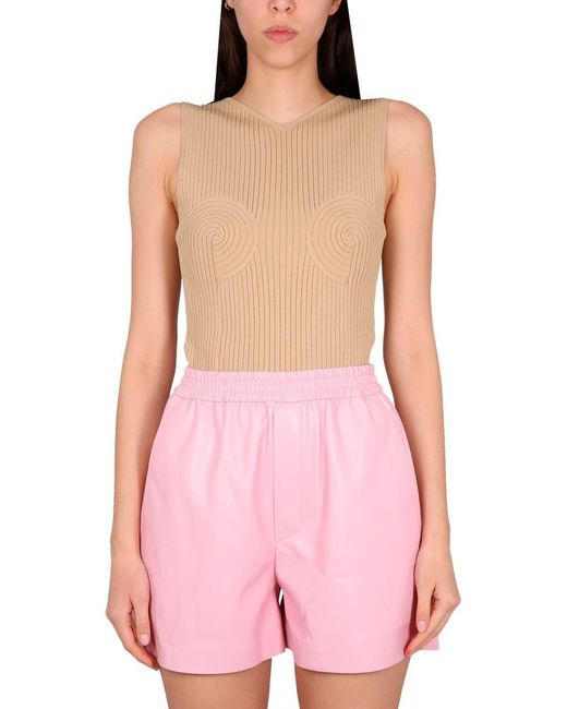 Nanushka Pink Sleeveless V-Neck Ribbed Top