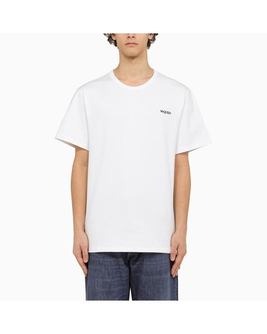 Alexander McQueen White Alexander Mc Queen T Shirt With Logo Embroidery for men
