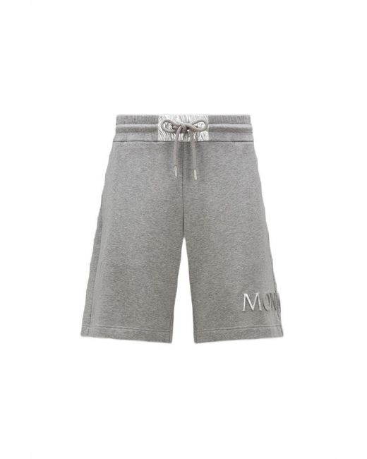 Moncler Gray Logo Cotton Bermuda Shorts for men