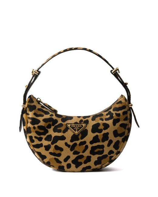 Prada Metallic Arqué Printed Leather Shoulder Bag