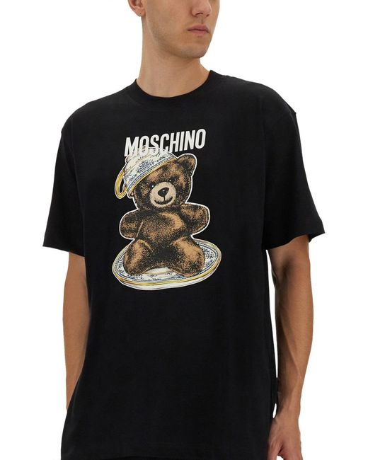 Moschino Black Whimsical Graphic Print T-Shirt for men