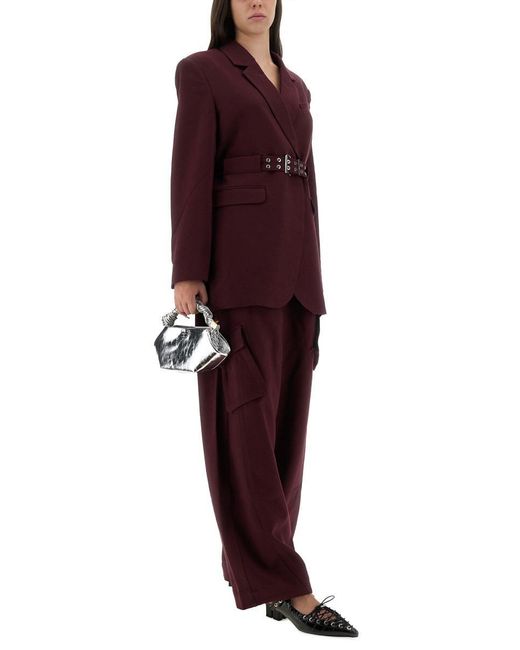 Ganni Red Twill Pants