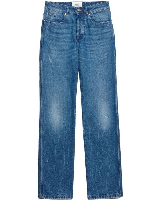 AMI Blue Low-rise Straight-leg Jeans for men