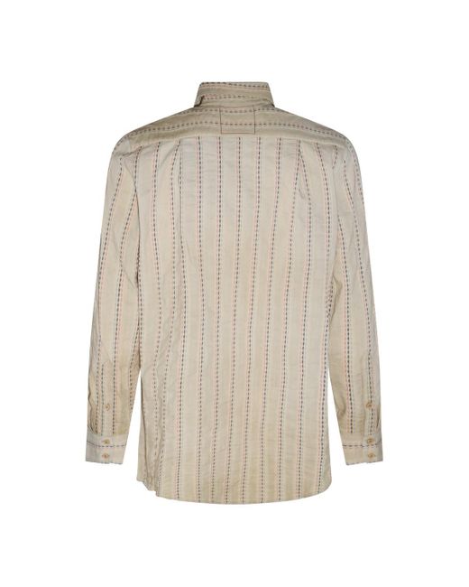 Uma Wang Natural Tan Cotton Stripe Shirt