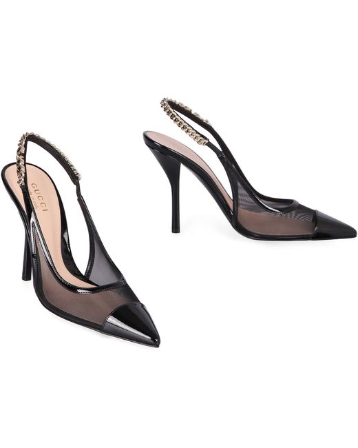 Gucci Black Signoria Pointy-Toe Slingbacks