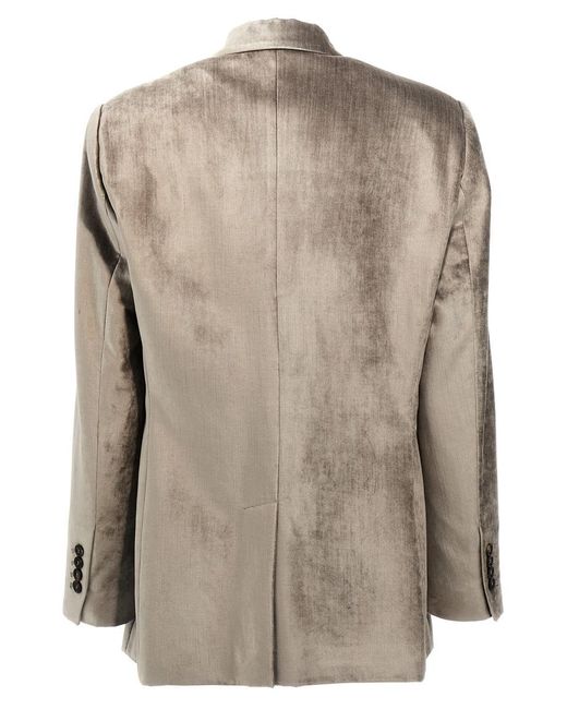 Brunello Cucinelli Natural Single-Breasted Chenille Blazer