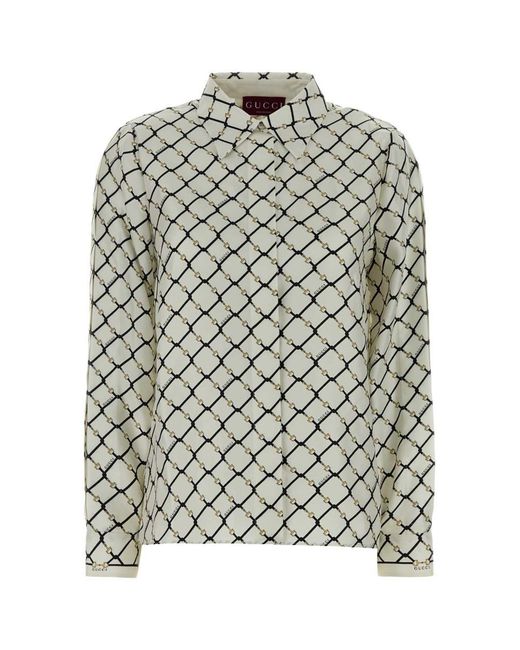 Gucci Gray Printed Silk Shirt