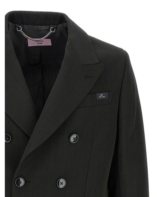 Martine Rose Black Striped Double-Breasted Blazer for men