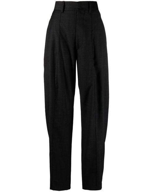 Isabel Marant Black Sopiavea Checkered High-waisted Trousers