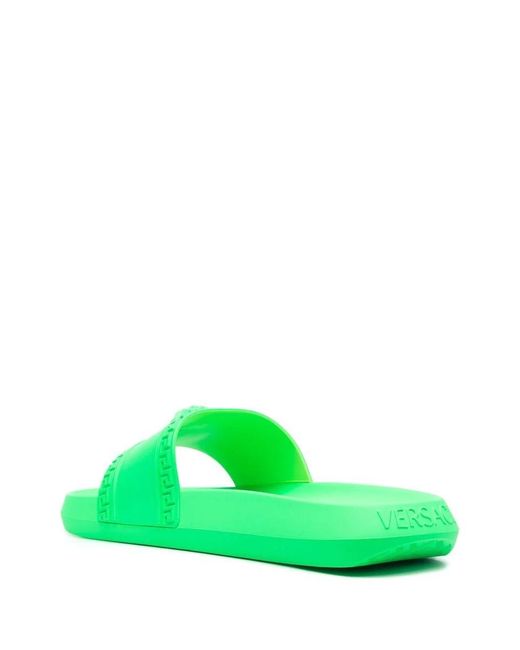 Versace Green Sliders With Medusa Head Motif for men