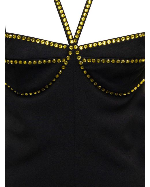The Attico Black Crystal-embellished Mini Dress