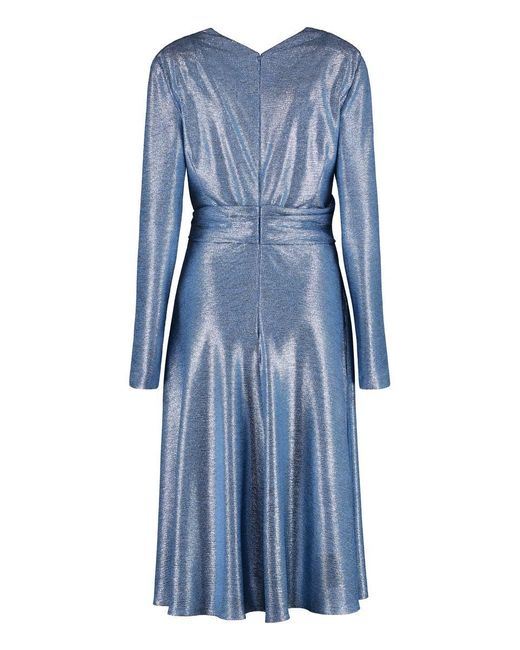 Talbot Runhof Blue Lurex Knit Dress