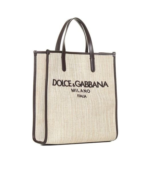 Dolce & Gabbana Natural Logo Cotton Tote Bag for men
