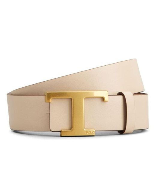 Tod's Natural T Timless Reversible Leather Belt