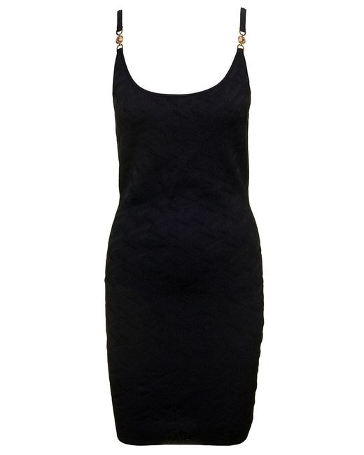 Versace Black 'la Greca' Knitted Mini Dress
