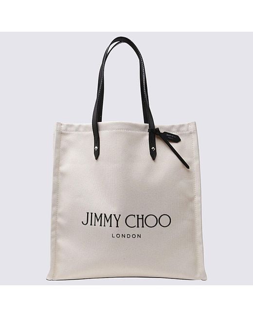 Jimmy Choo Beige Cotton Tote Bag in Natural - Lyst