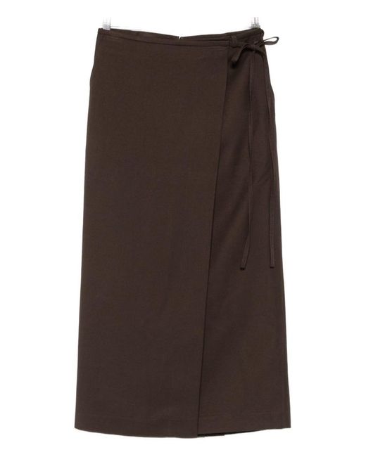 DUNST Brown Midi Wrap Skirt