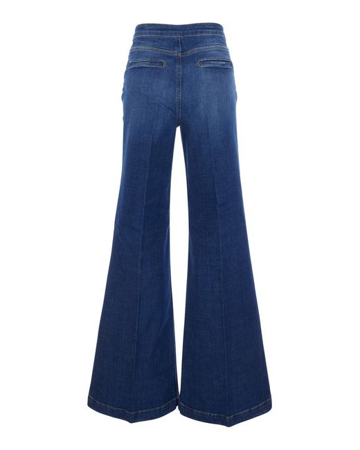 Twinset Blue Jeans With Flare Design And Double Side Button Detailing