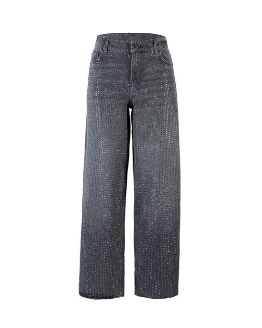 Liu Jo Gray Jeans Baggy Con Strass Grigio