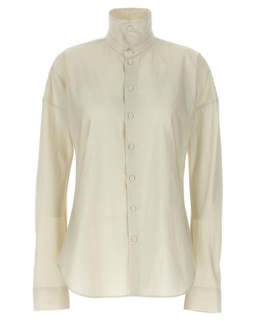 Lemaire White 'Fitted Band Collar' Shirt