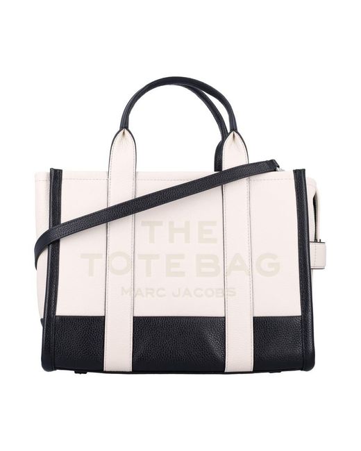 Marc Jacobs White Medium Bicolor Leather Tote Handbag