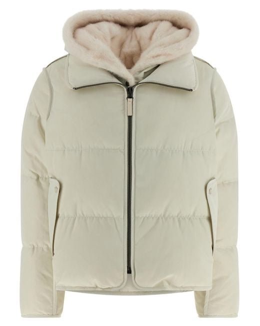 Yves Salomon Gray Fur Insert Cropped Down Jacket