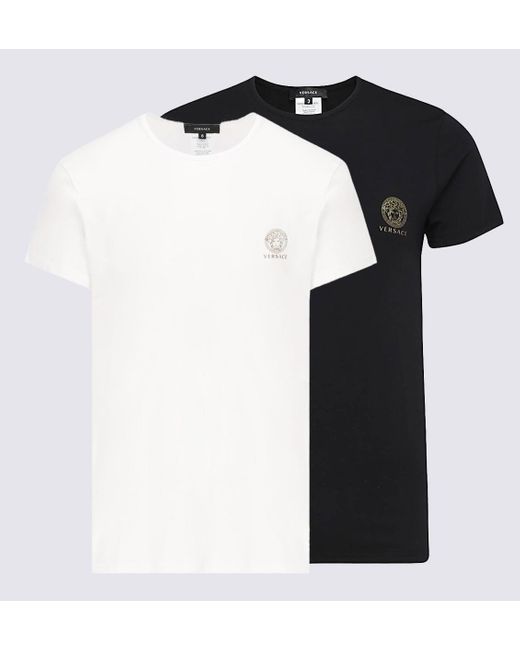 Versace Black And White Cotton Blend T-shirt Set for men