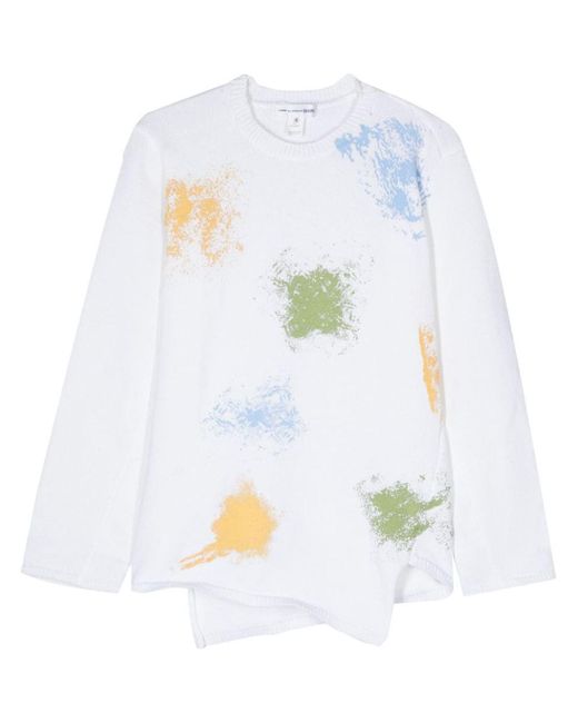 Comme des Garçons White Printed Asymmetric Blouse for men