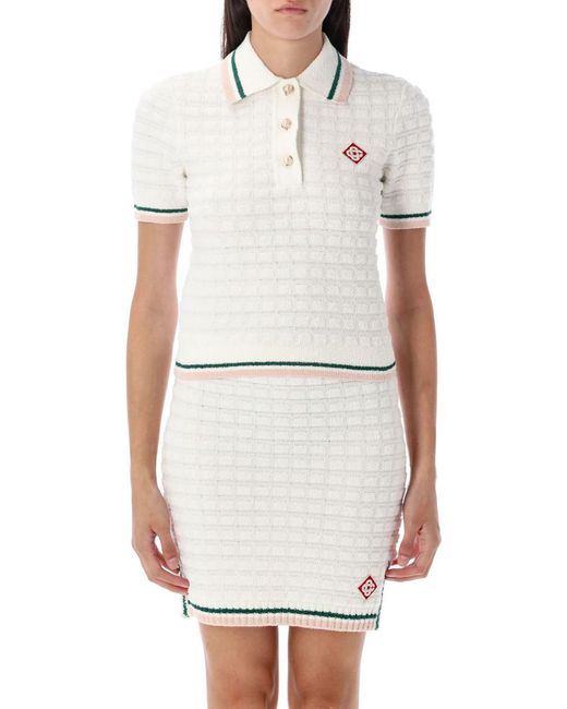 Casablanca White Bouclé Polo Shirt
