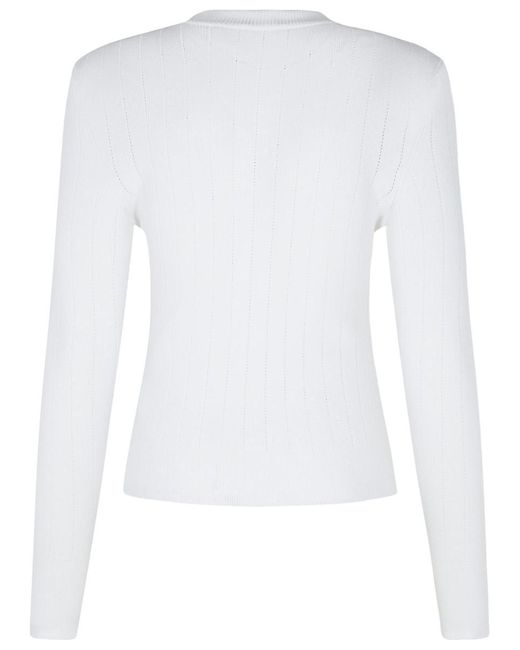 Balmain White Viscose Blend Sweater