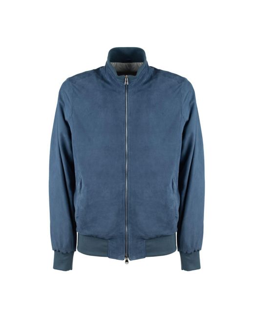 Barba Napoli Blue Suede Jacket for men