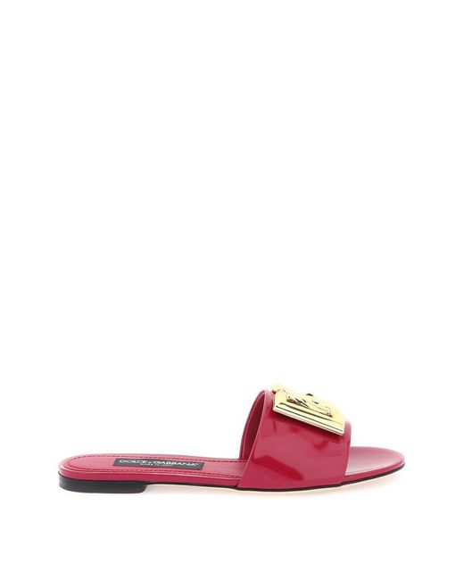 Dolce & Gabbana Pink Patent Leather Slides