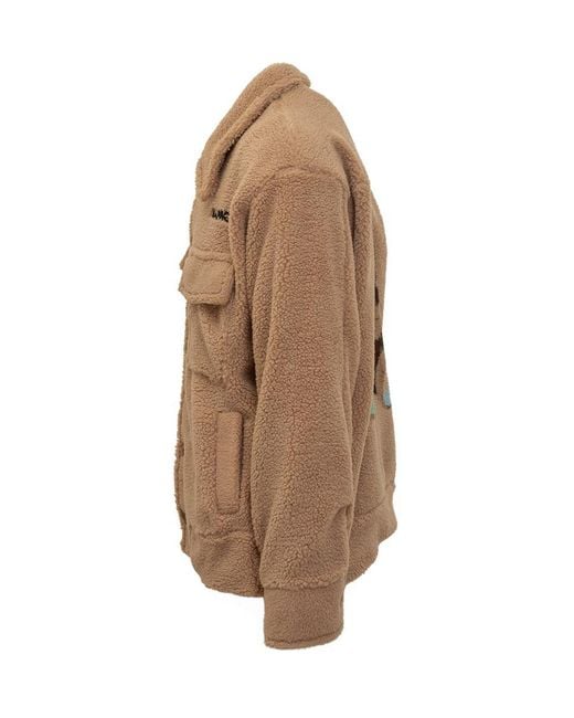 Barrow Brown Camel Fleece Jacket With Buttons for men