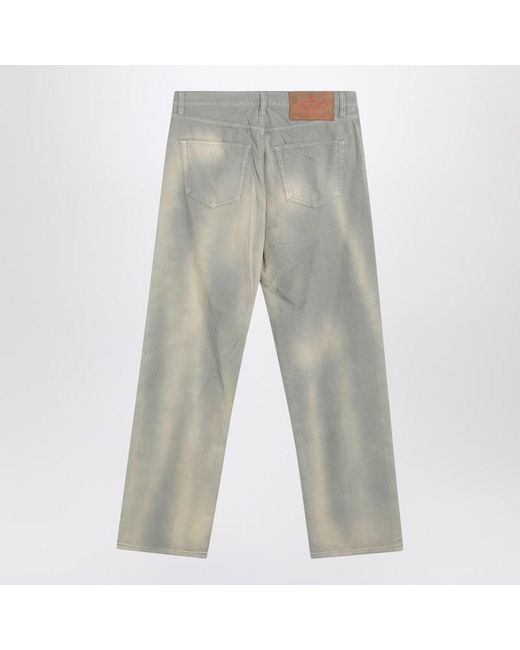Prada Gray Light Corduroy Trousers With Washed Effect for men