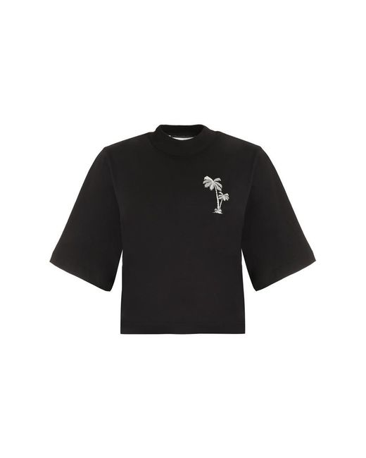 Palm Angels Black Cotton Crew-Neck T-Shirt