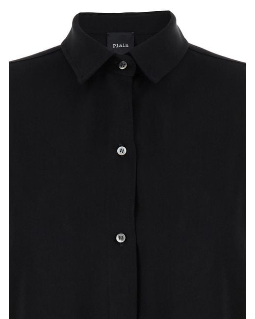 Plain Black Maxi Shirt With Buttons