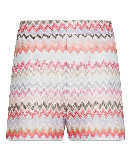 Missoni Pink Cotton And Viscose Zigzag Pattern Shorts