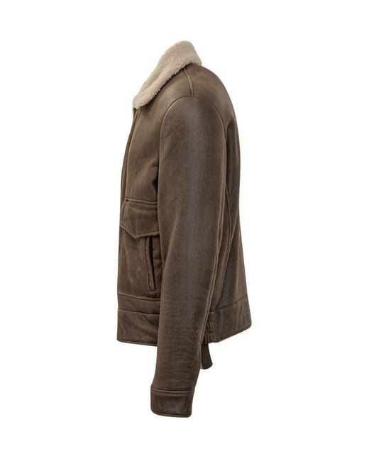 Salvatore Santoro Brown Shearling Jacket With Collar for men
