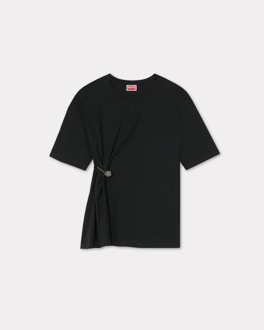 KENZO Black Loose T-Shirt With Boke Pin