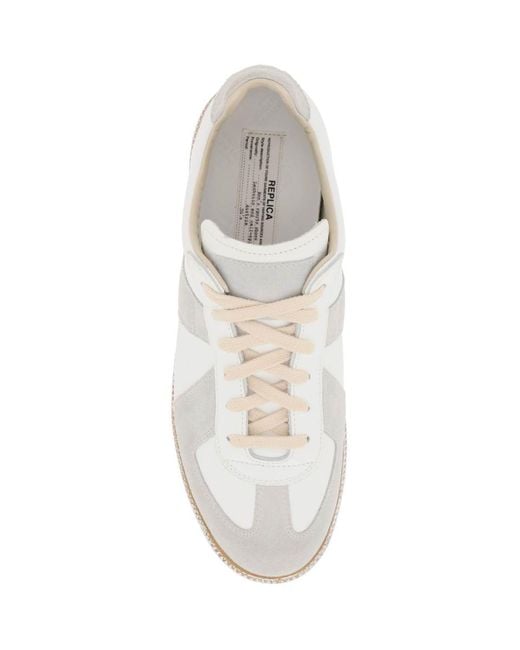 Maison Margiela White Vintage Nappa And Suede Replica Sneakers In for men