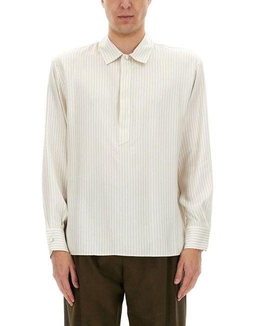 Saint Laurent White Striped Tunic Shirt for men
