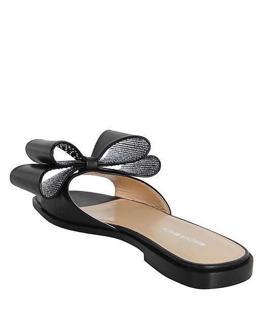Mach & Mach Black Cadeau Nappa Leather Flat Sandal Shoes
