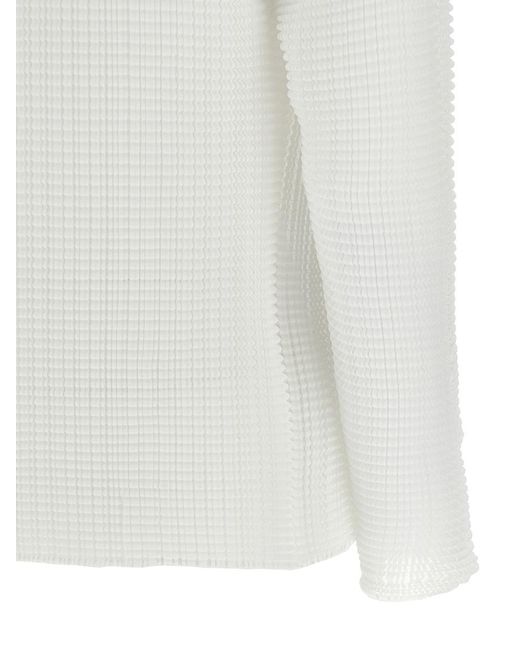 Issey Miyake White 'wooly Pleats-56' Cardigan