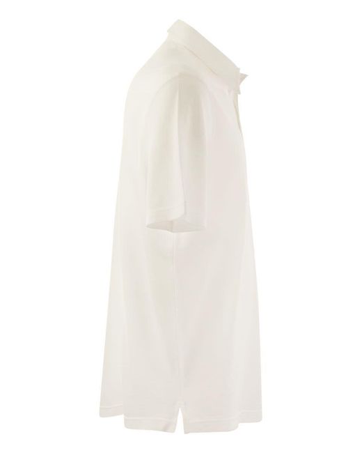 Fedeli White Short-sleeved Cotton Polo Shirt for men